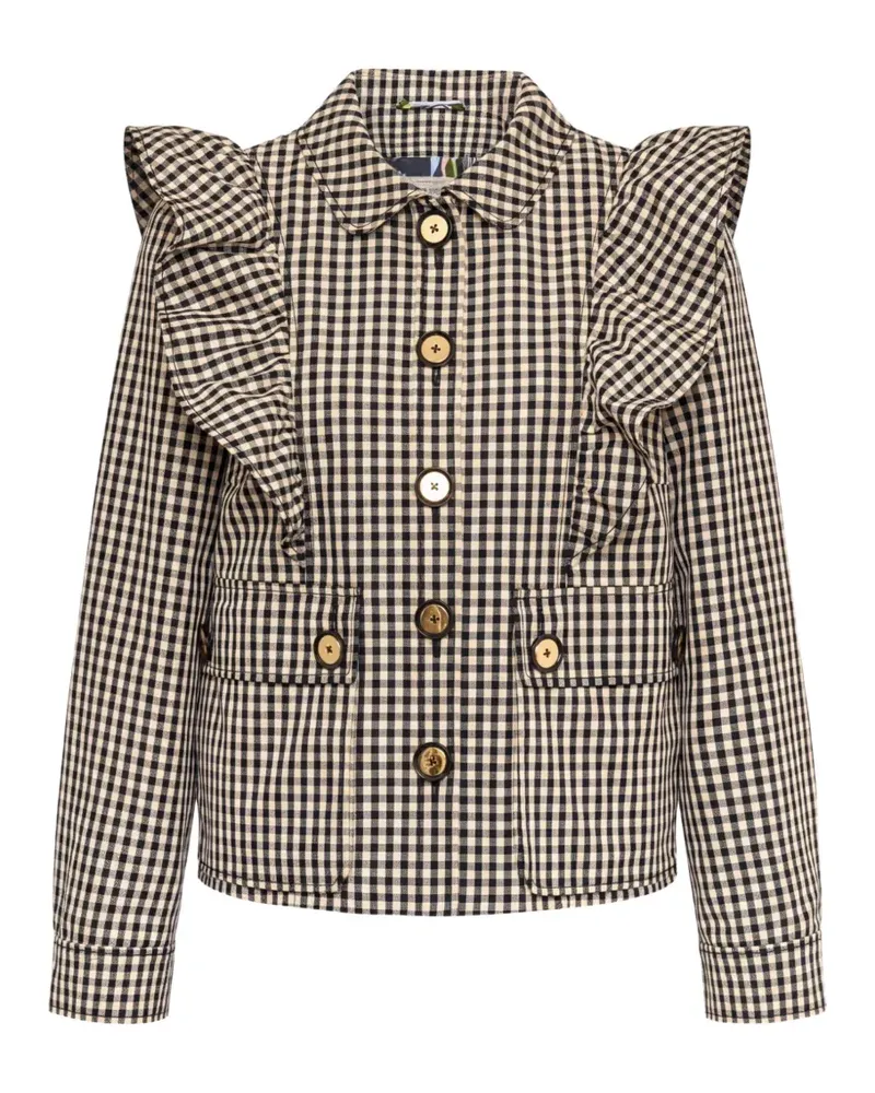 Maison Common ruffled gingham jacket - Nude Nude