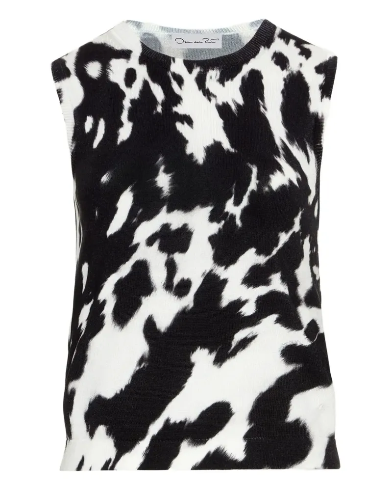 Oscar de la Renta Gestricktes Top mit Kuhfell-Print - Schwarz Schwarz