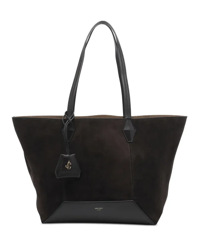 Jimmy Choo Diamond leather-trimmed tote bag - Braun Braun