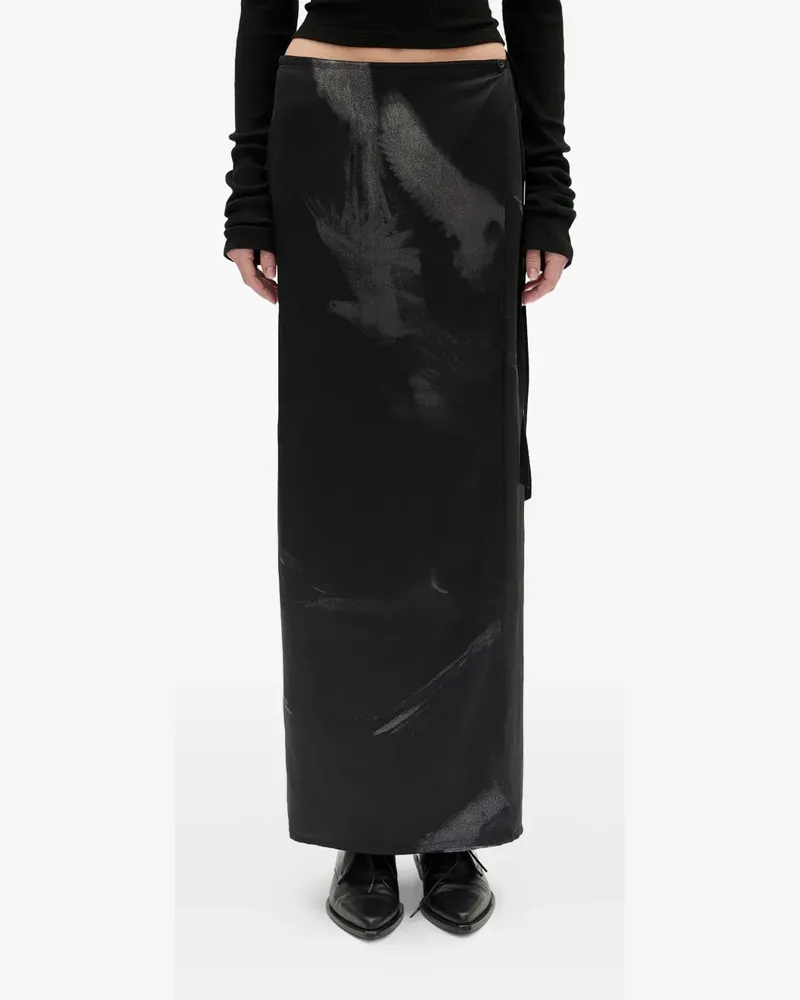 Ann Demeulemeester Maxirock aus Satin - Schwarz Schwarz