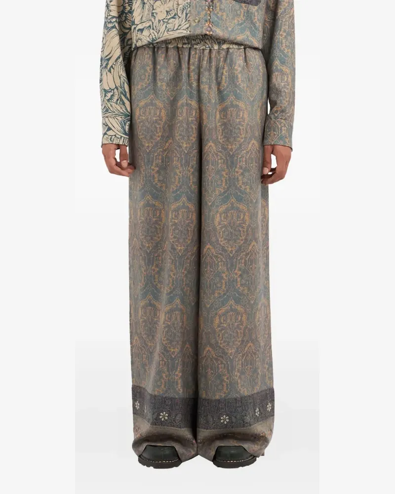 Pierre-Louis Mascia K20164 Hose mit Damast-Print - Blau Blau
