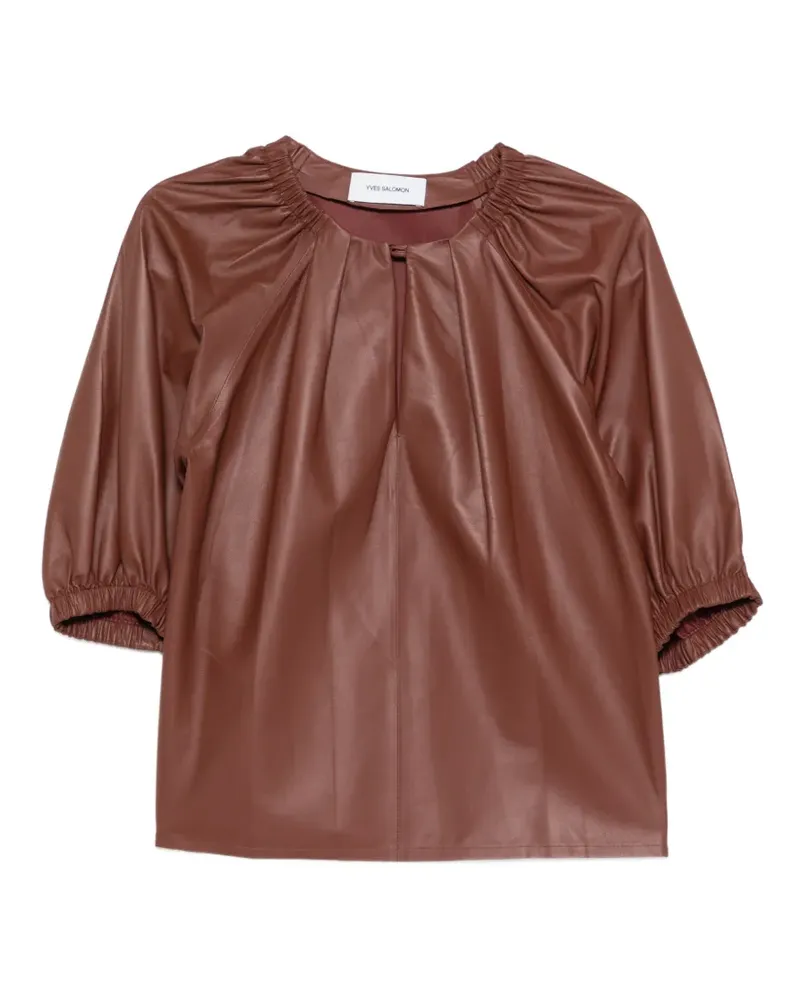 Yves Salomon Gerafftes Lederoberteil - Braun Braun