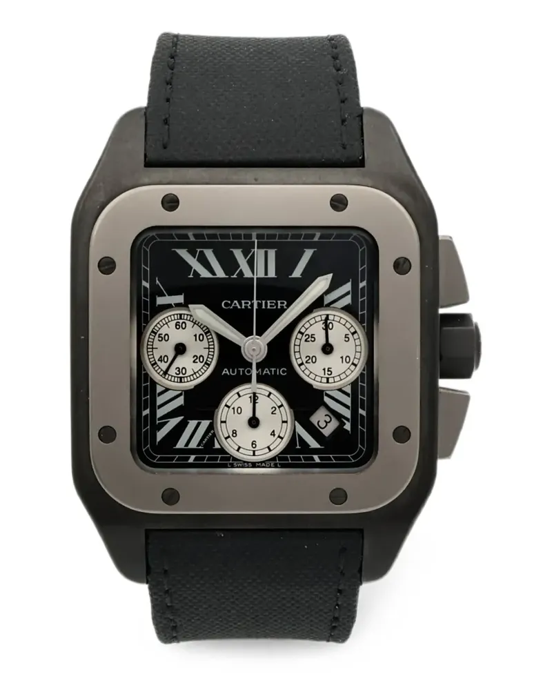 Cartier Santos 100 Armbanduhr 41mm - Schwarz Schwarz