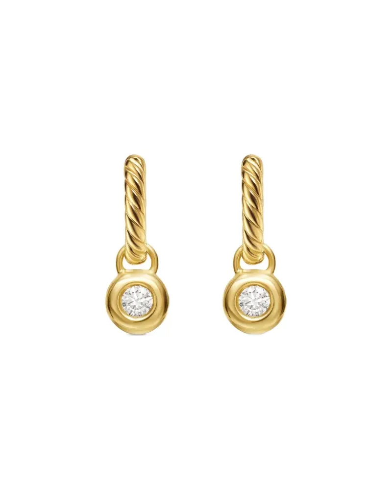 David Yurman 18kt Petite Cable Gelbgold-Hängeohrringe mit Diamanten (17,5mm Gold