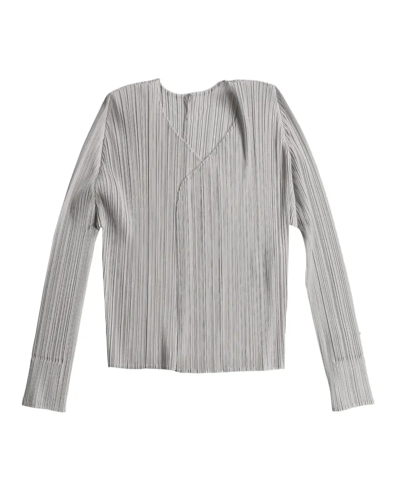 Issey Miyake V-neck pleated jacket - Grau Grau