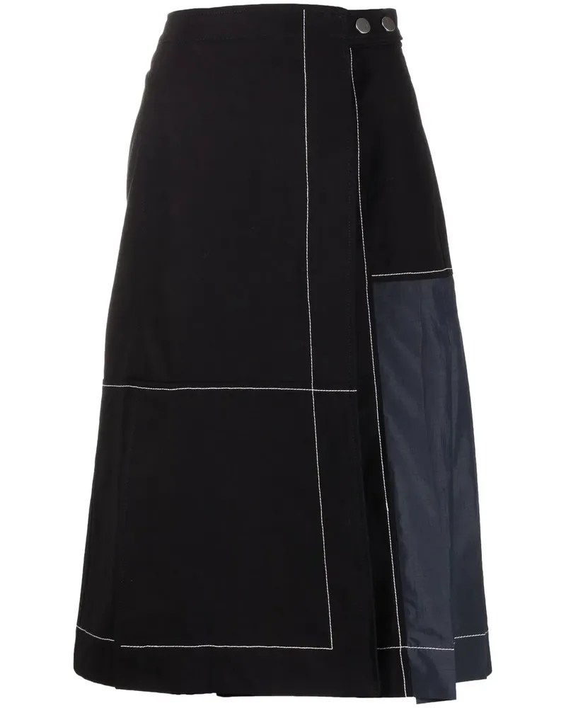 3.1 phillip lim Midirock mit Falten - Schwarz Schwarz