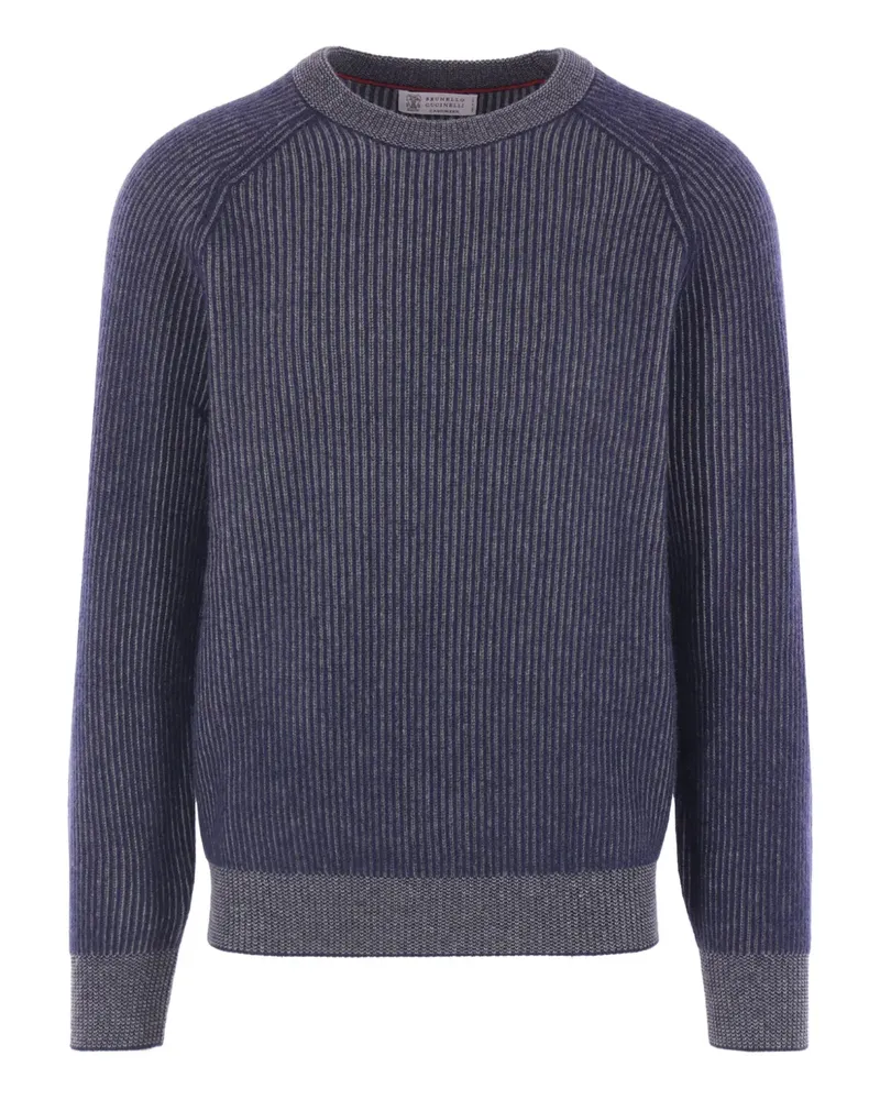 Brunello Cucinelli Gerippter Pullover mit Raglanärmeln - Blau Blau