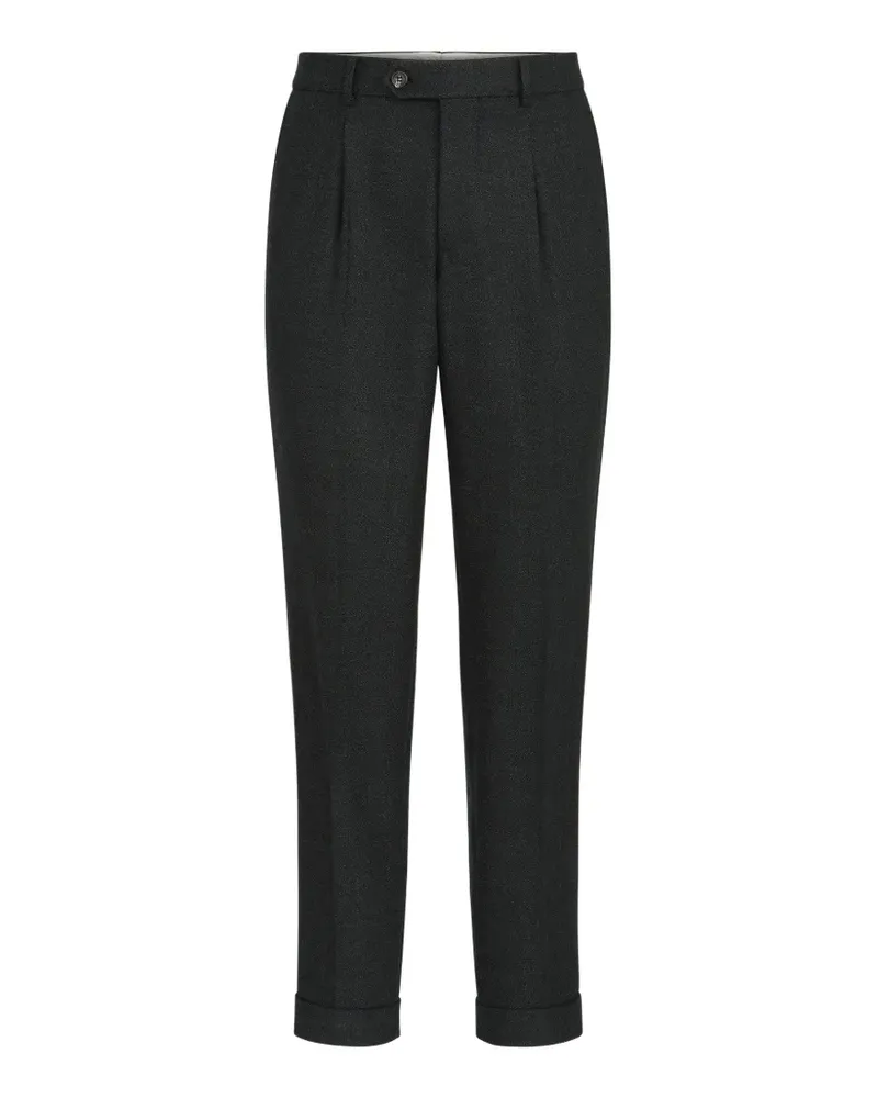 Brunello Cucinelli Faltenhose aus Schurwolle und Mouliné-Twill - Grau Grau