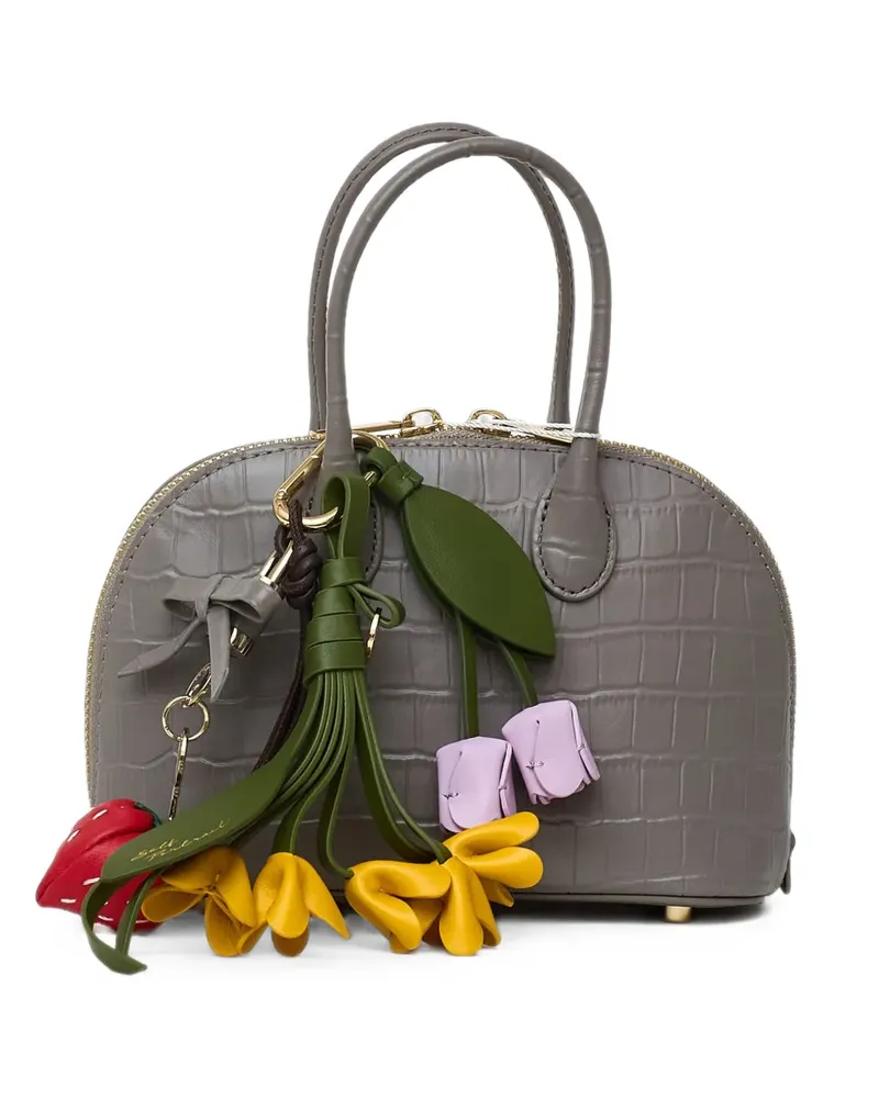 Self-Portrait Toast croc-effect leather clutch bag - Grau Grau