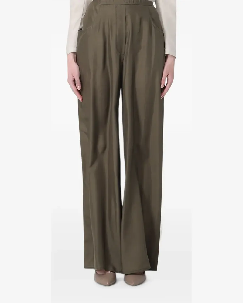 TER ET BANTINE Seidenhose mit weitem Bein - Grün Grün