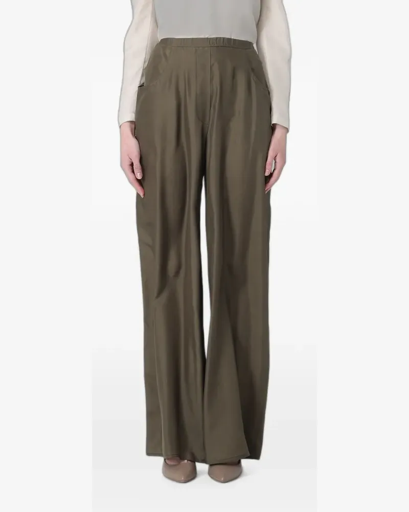 TER ET BANTINE wide-leg silk trousers - Grün Grün