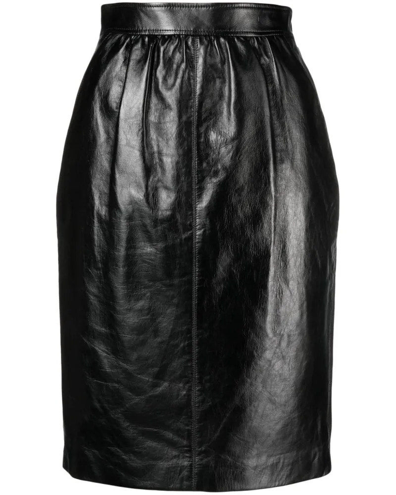 Saint Laurent Hoch sitzender Bleistiftrock - Schwarz Schwarz