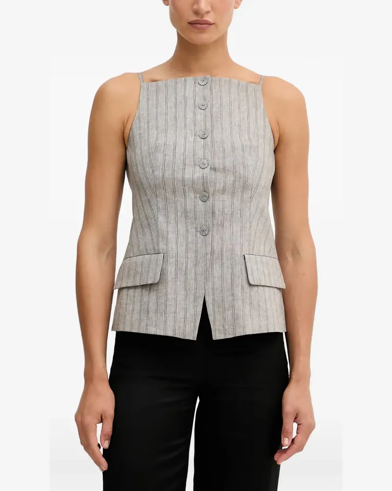 Sisley pinstriped button-front sleeveless top - Grau Grau