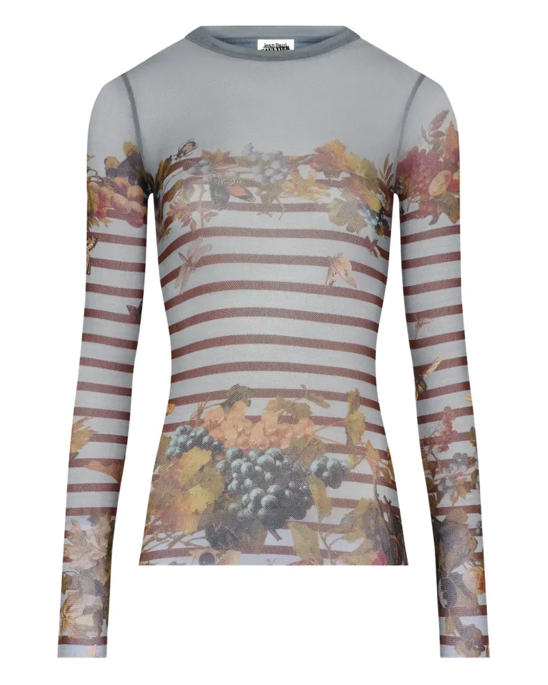 Jean Paul Gaultier long sleeves striped grape top - Grau Grau