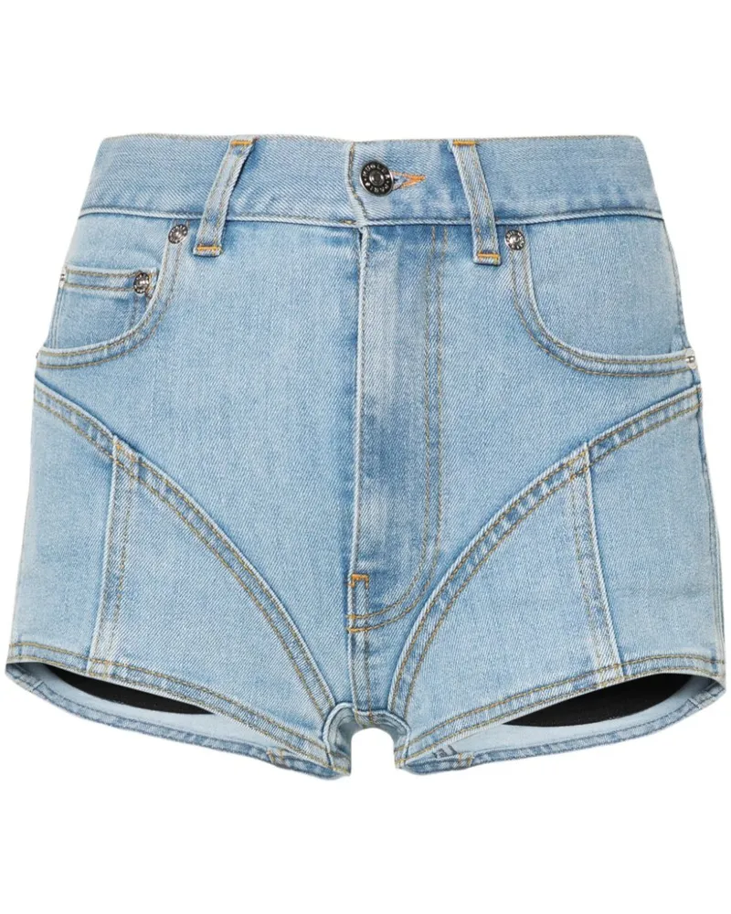 Thierry Mugler Halbhohe Jeans-Shorts Blau