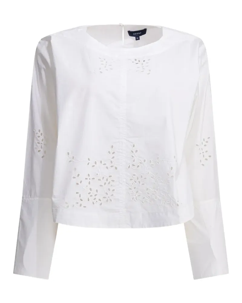 Soeur floral-broderie cotton blouse - Weiß Weiß