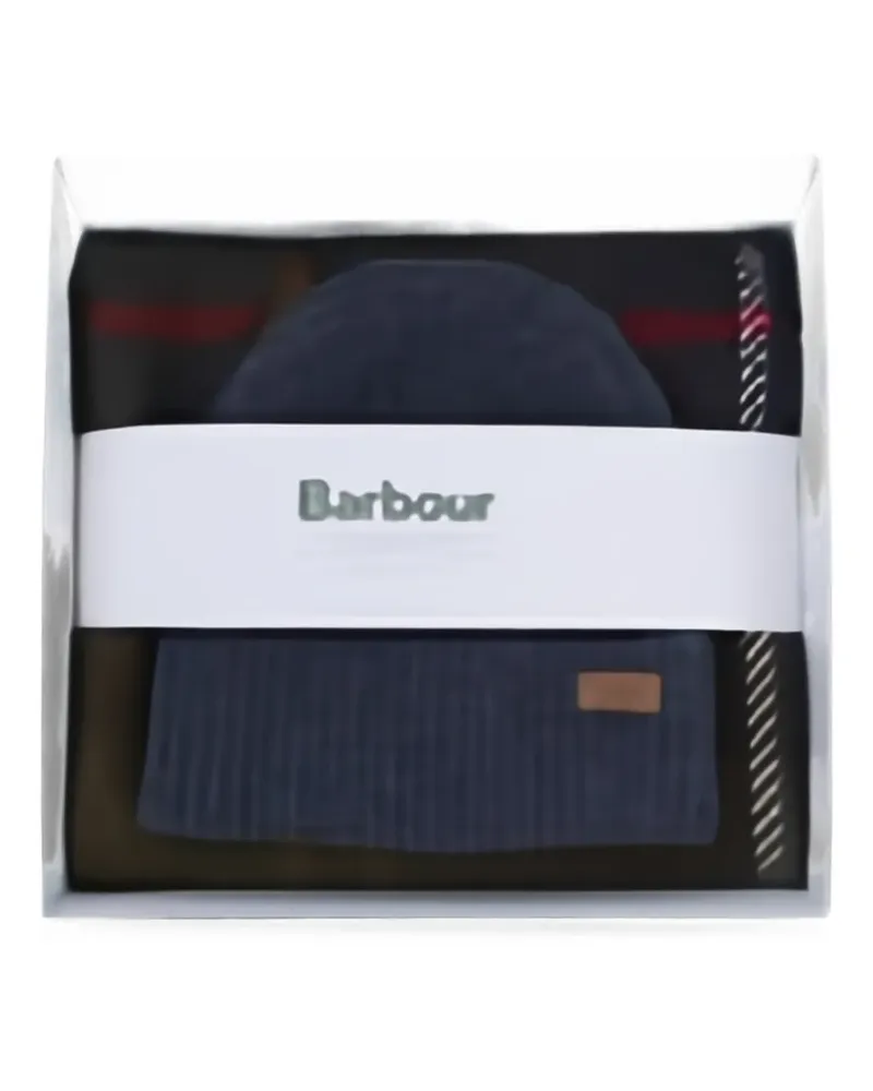 Barbour tartan-print beanie and scarf set - Grün Grün