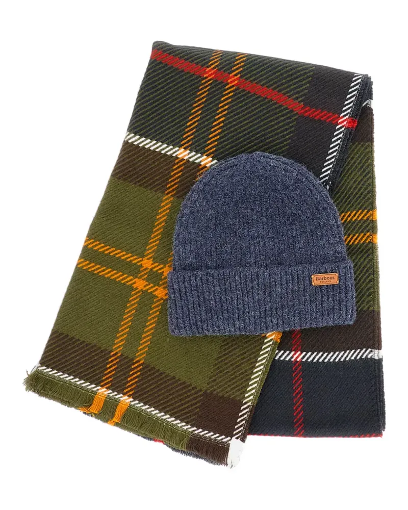 Barbour Set aus Beanie und Schal mit Schottenkaro - Grün Grün