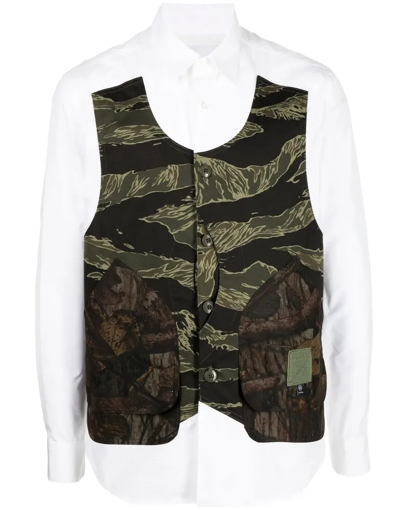 Fumito Ganryu Hemd mit Camouflage-Print - Weiß Weiß