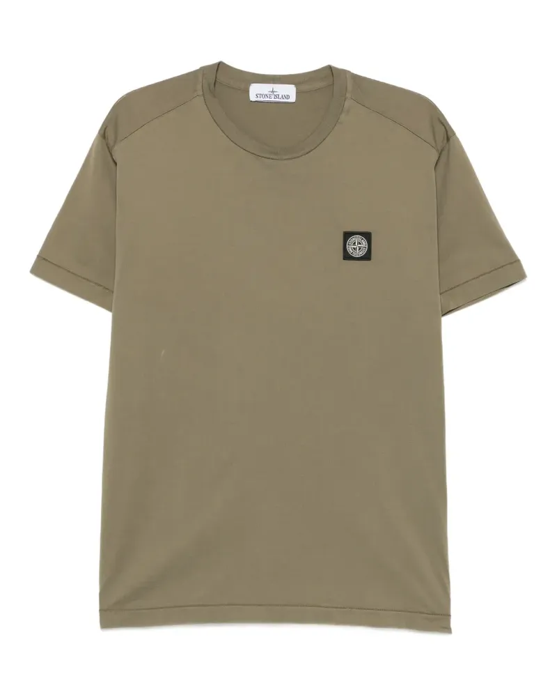 Stone Island T-Shirt mit Logo-Patch - Grün Grün