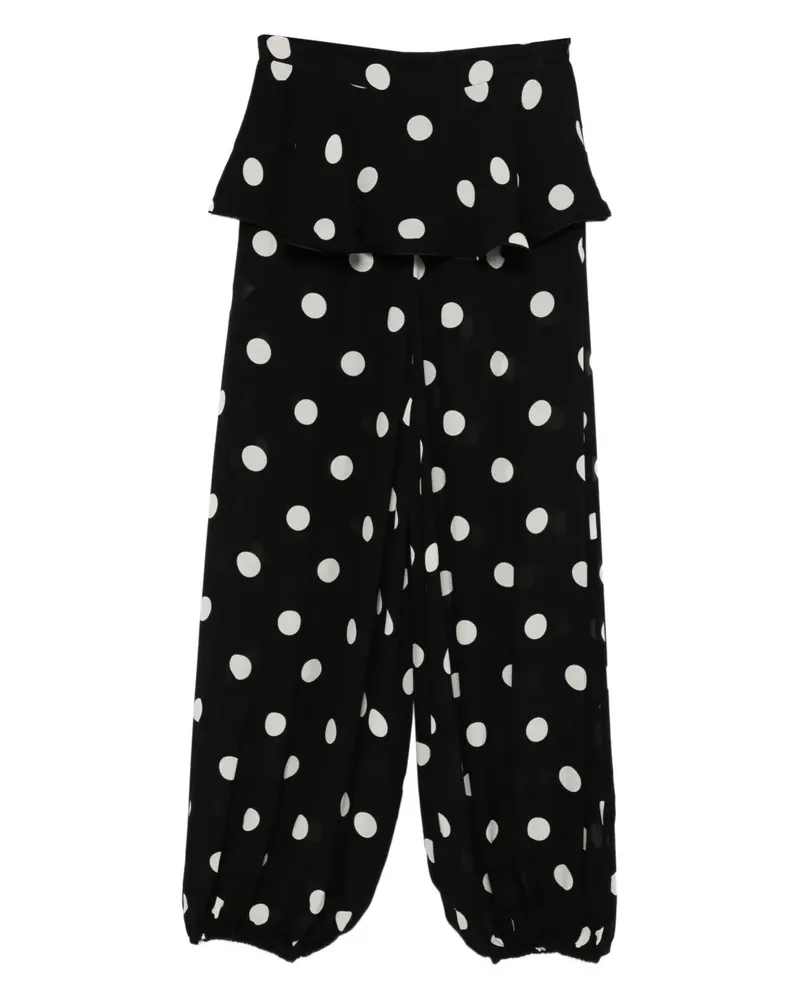 Adriana Degreas polka-dot ruffled trousers - Schwarz Schwarz