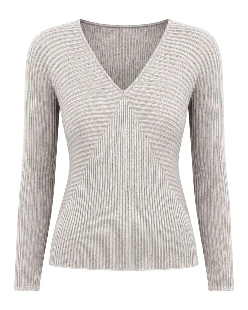 Emporio Armani Gerippter Pullover mit V-Ausschnitt - Nude Nude