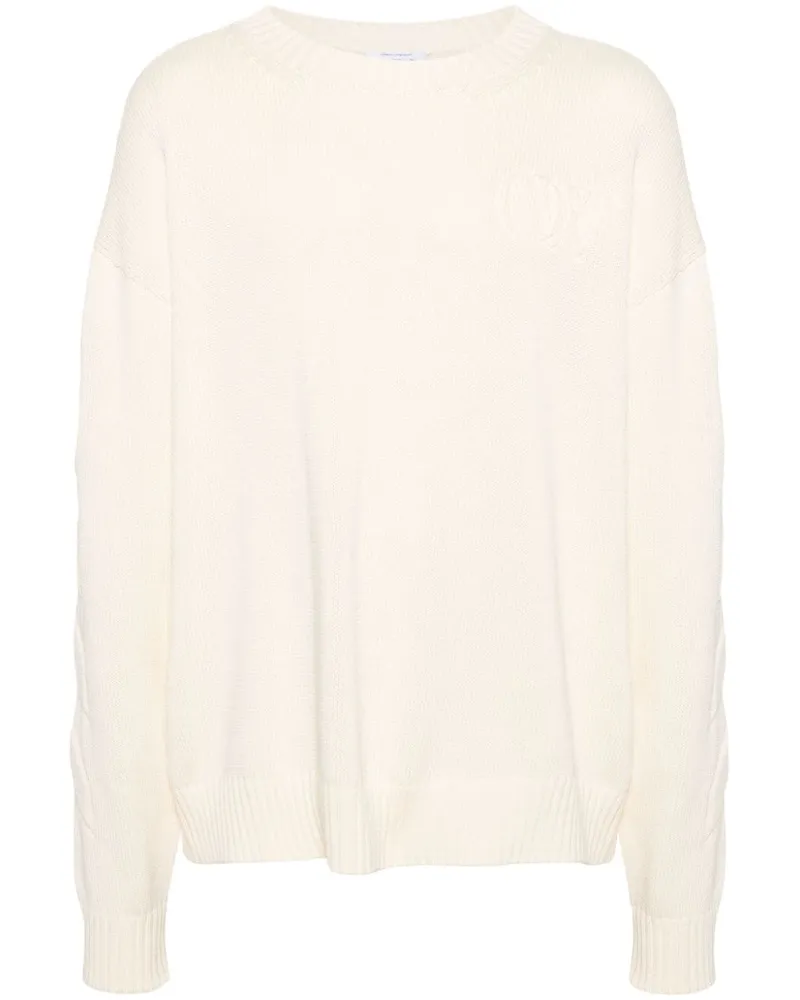 OFF-WHITE Rundhalspullover mit diagonalen Streifen - Nude Nude