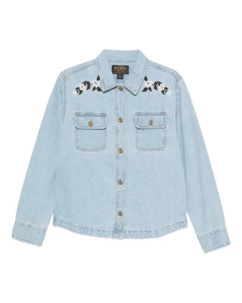 Filson Jeanshemd mit Blumenstickerei - Blau Blau