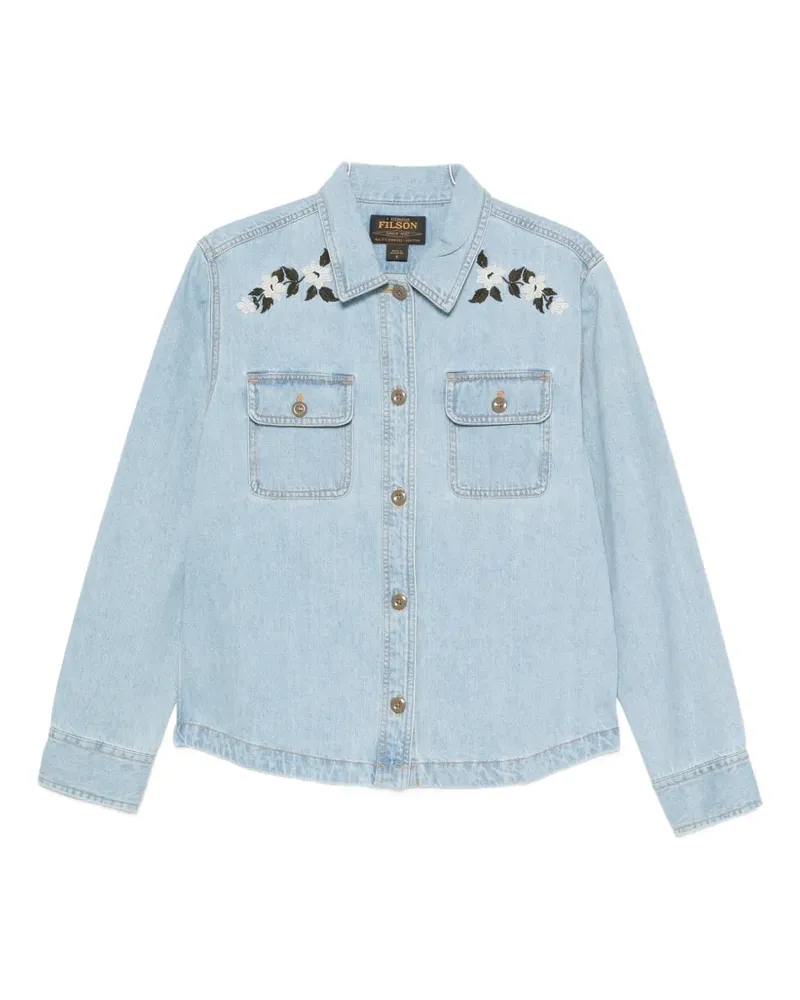 Filson floral-embroidered denim shirt - Blau Blau