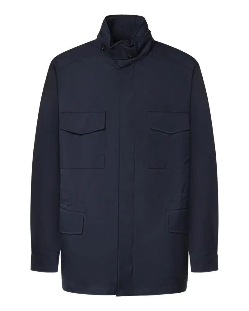 Loro Piana Stehkragen-Jacke mit Taschen - Blau Blau