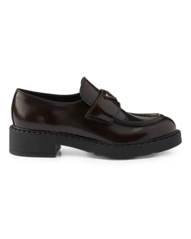 Prada chocolate brushed leather loafers - Braun Braun