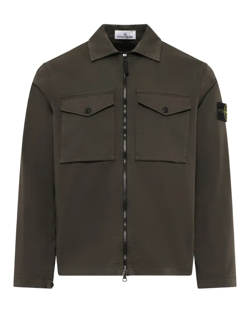Stone Island stretch organic cotton satin shirt - Grün Grün