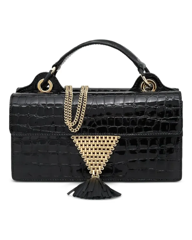 Aquazzura Downtown 24/7 croc-embossed tassel tote bag - Schwarz Schwarz