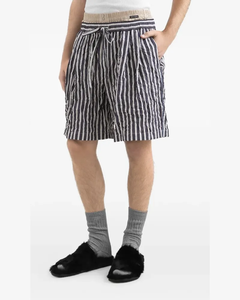 Dolce & Gabbana Gestreifte Bermudas mit Knitteroptik - Blau Blau