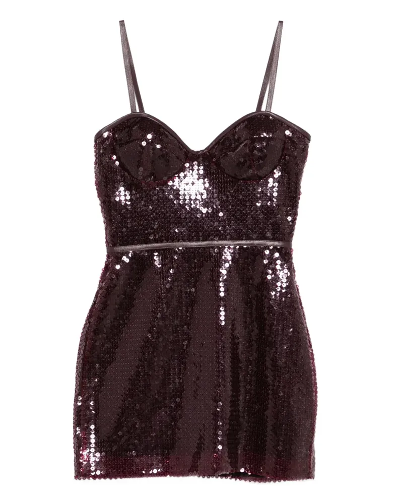 David Koma sequin-embellished sweetheart mini dress - Rot Rot