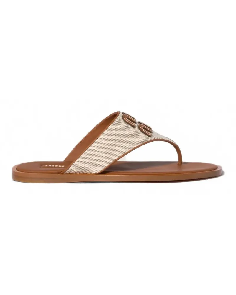 Miu Miu canvas and leather thong sandals - Nude Nude