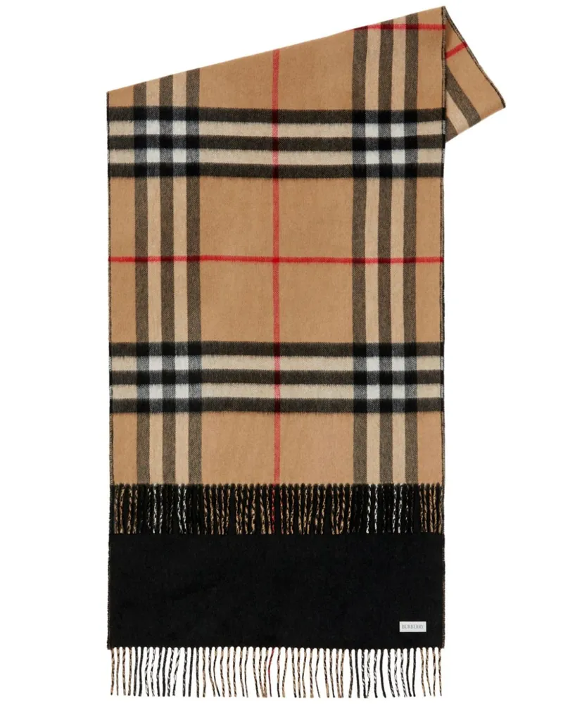 Burberry Wendbarer Kaschmirschal mit Check - Schwarz Schwarz