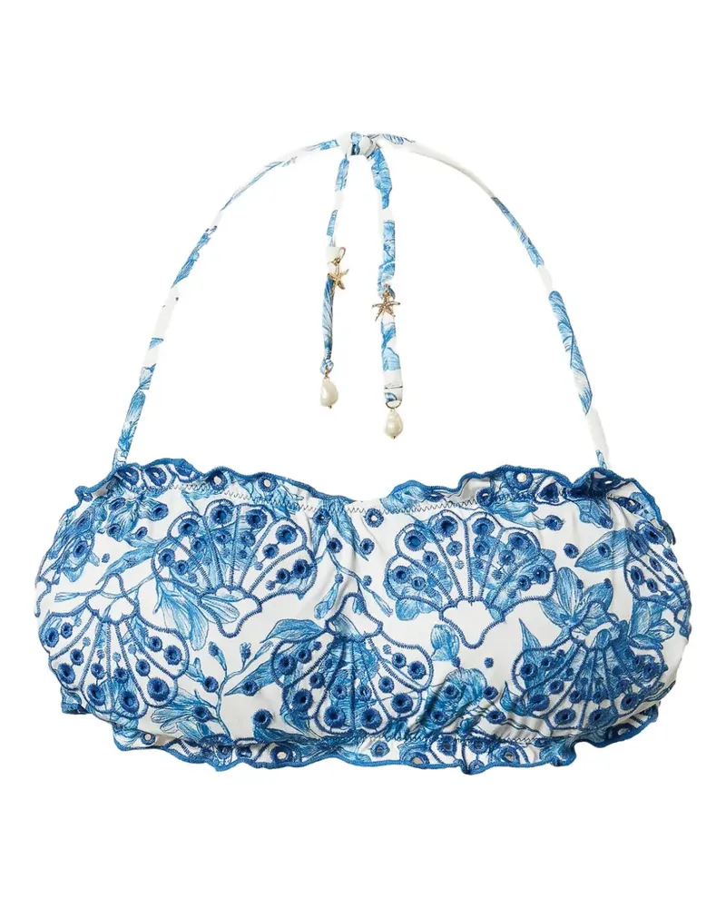 Twin-Set ruffled floral bikini top - Weiß Weiß