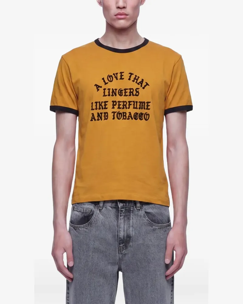 Second/Layer A Love That Lingers slogan-print ringer T-shirt - Gelb Gelb