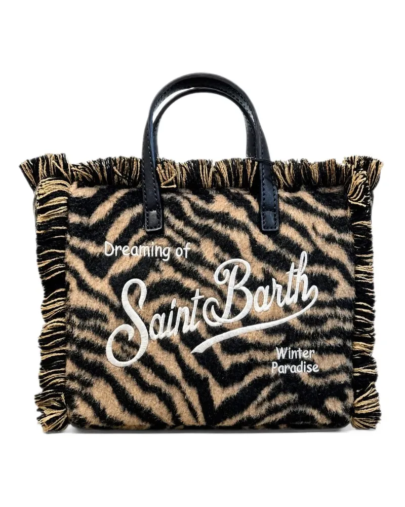 MC2 Saint Barth Mini Vanity Tote Bag mit Zebra-Print und ausgefransten Kanten - Nude Nude