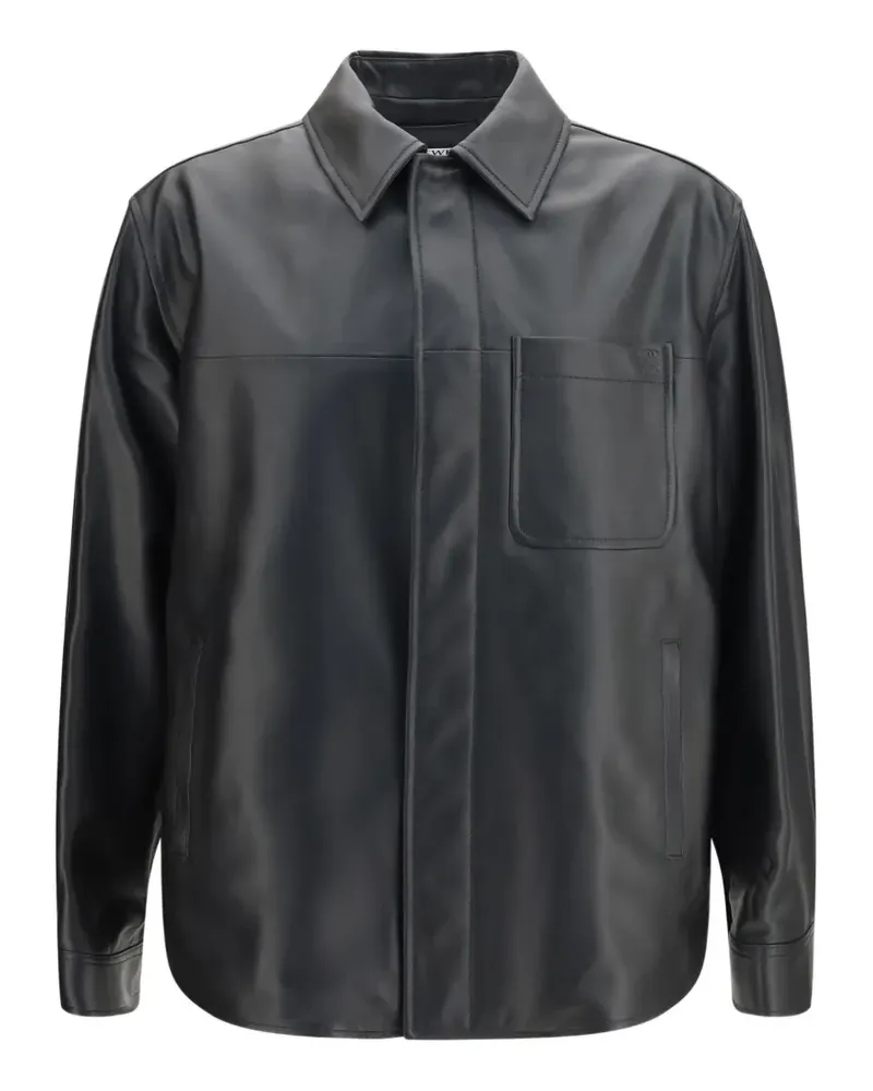 Loewe Hemdjacke aus Leder - Schwarz Schwarz