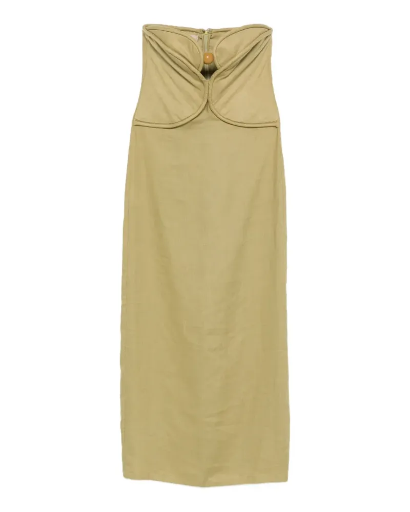 Adriana Degreas Schulterfreies Maxikleid mit Perlen - Grün Grün