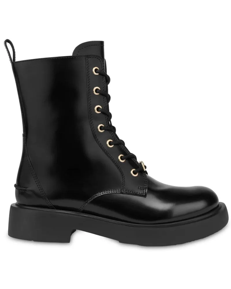 Moschino Schnürstiefel aus Leder - Schwarz Schwarz