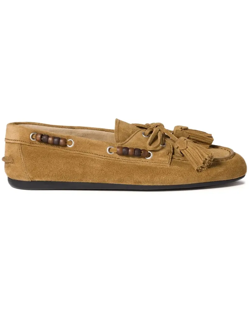 Miu Miu Loafer aus Wildleder mit Quasten - Grün Grün