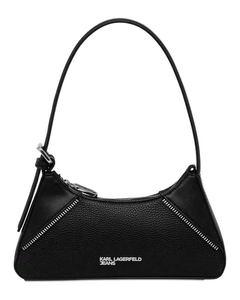 Karl Lagerfeld small Rebel logo-plaque zip-detail shoulder bag - Schwarz Schwarz