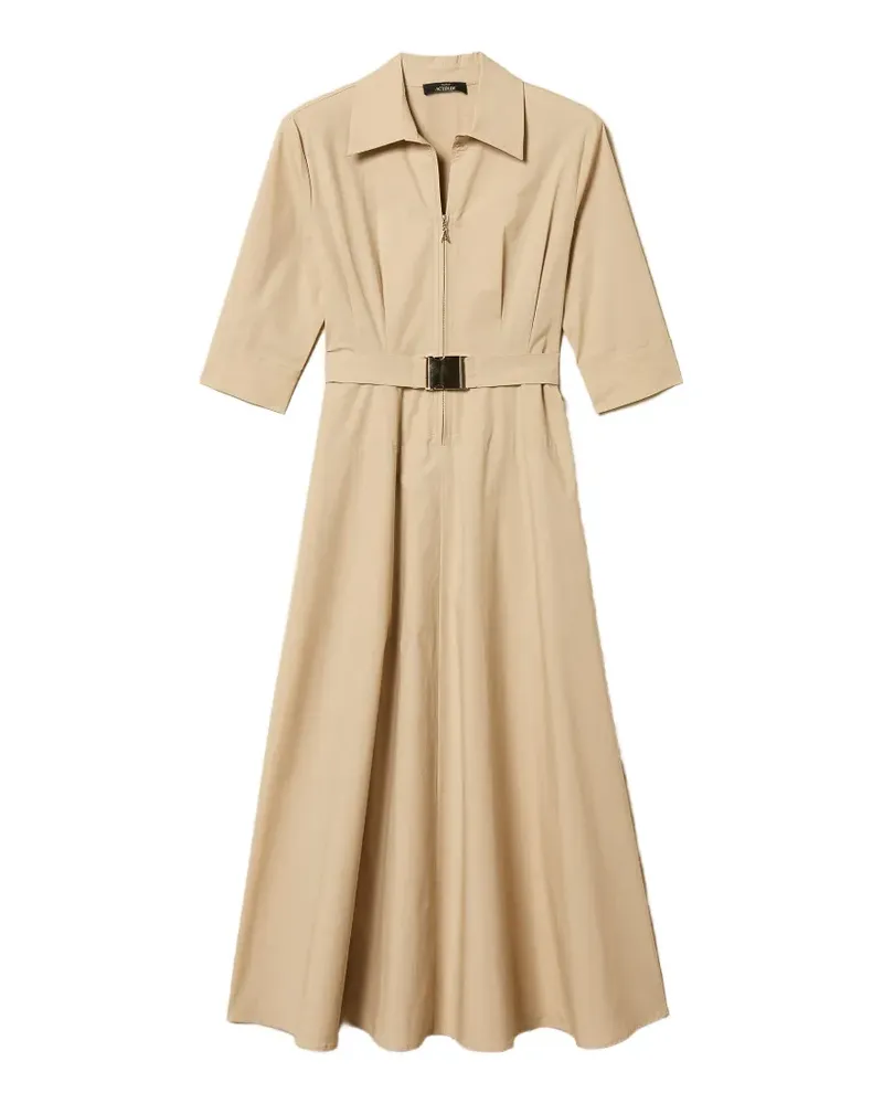 Twin-Set belted poplin midi dress - Nude Nude