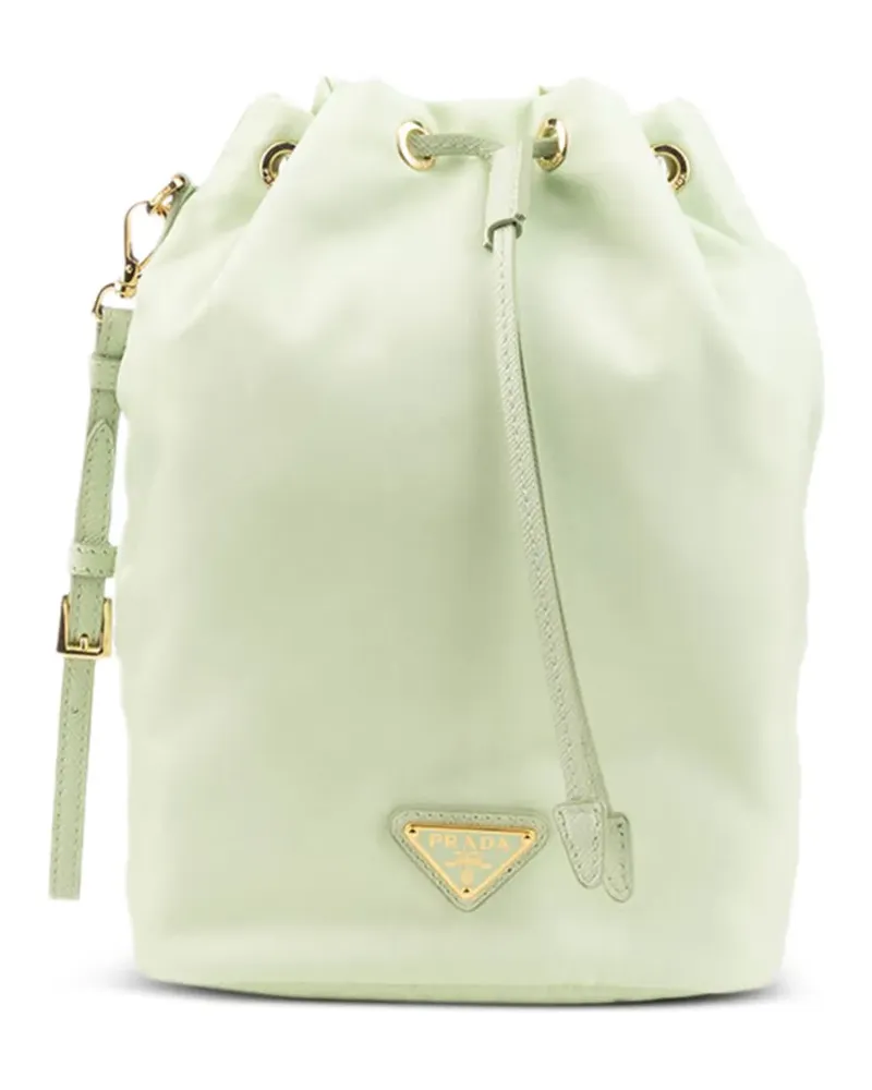 Prada logo-plaque drawstring tote bag - Grün Grün