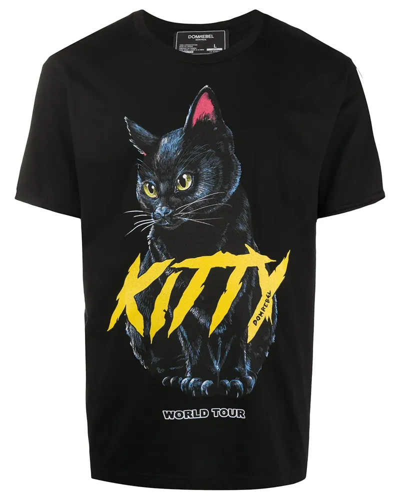 DOMREBEL Meow' T-Shirt - Schwarz Schwarz