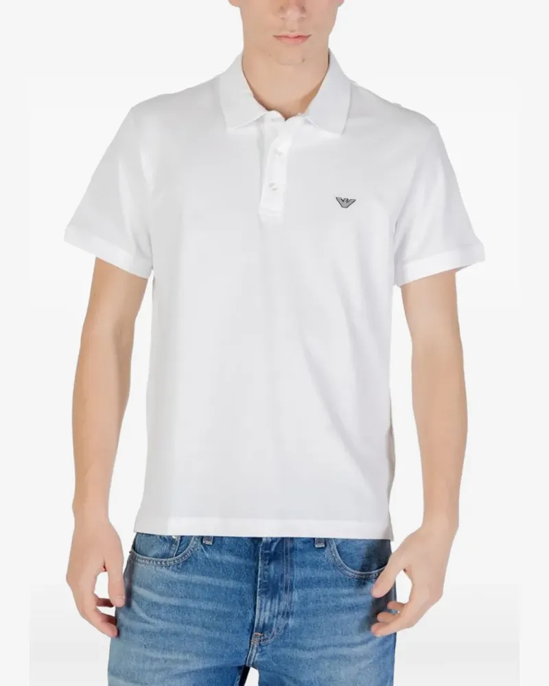 Emporio Armani logo-patch polo shirt - Weiß Weiß