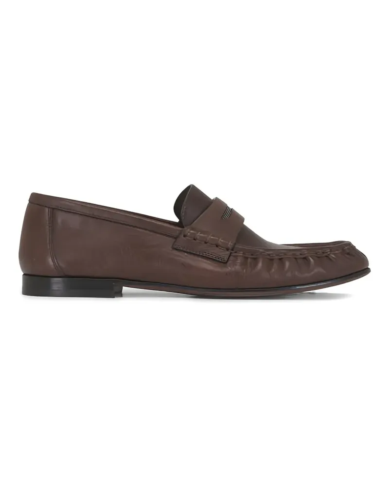 Brunello Cucinelli monili-embellished leather loafers - Braun Braun